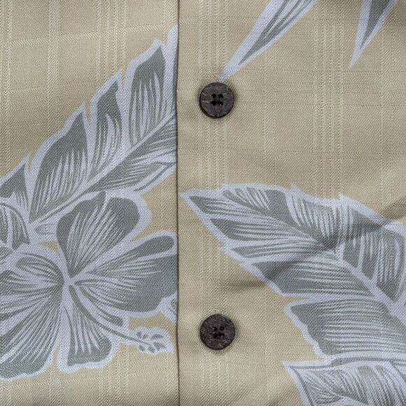 Tommy Bahama Shirt Mens Large Yellow Floral Camp Tropical 100% Silk Short Sleeve - Picture 3 of 8